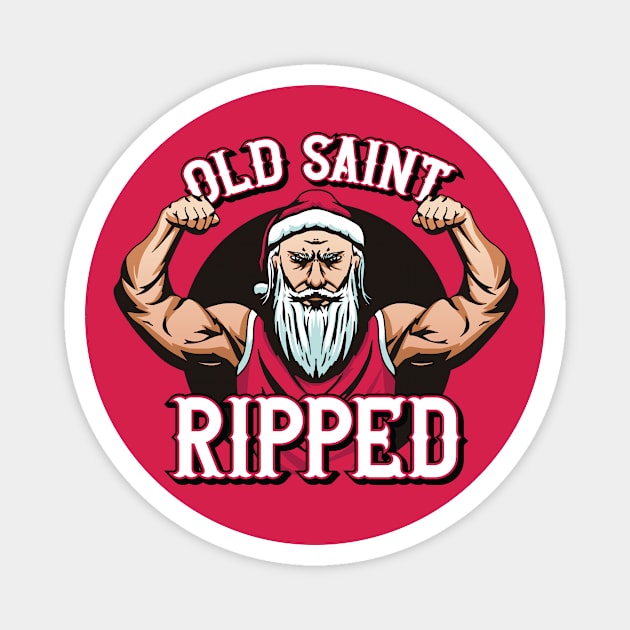 Old Saint Ripped // Funny Jacked Santa Claus Magnet by SLAG_Creative